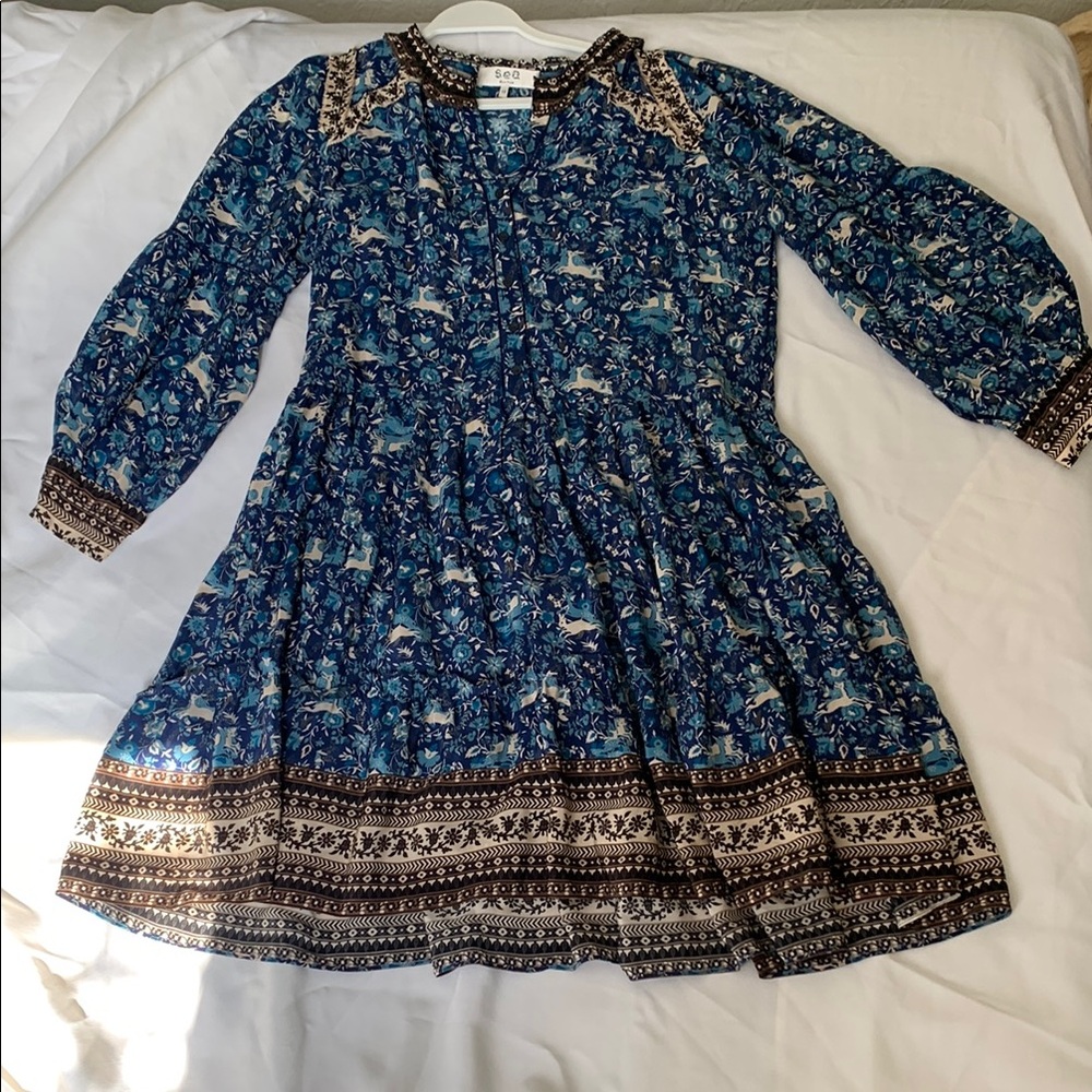 Blue Floral Dress - Picture 1 of 3